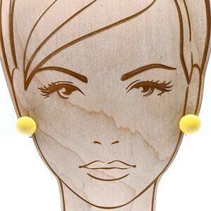 Vintage Bold Yellow Dome Earrings, Coquette Lucite Button Basic Screw Backs